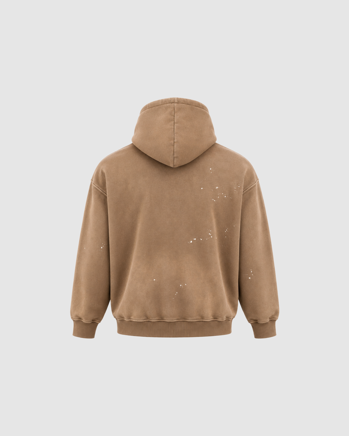 VINTAGE WASHED FRAYED HOODIE - BROWN