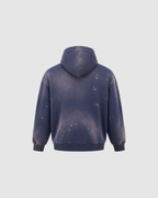VINTAGE WASHED FRAYED HOODIE - NAVY