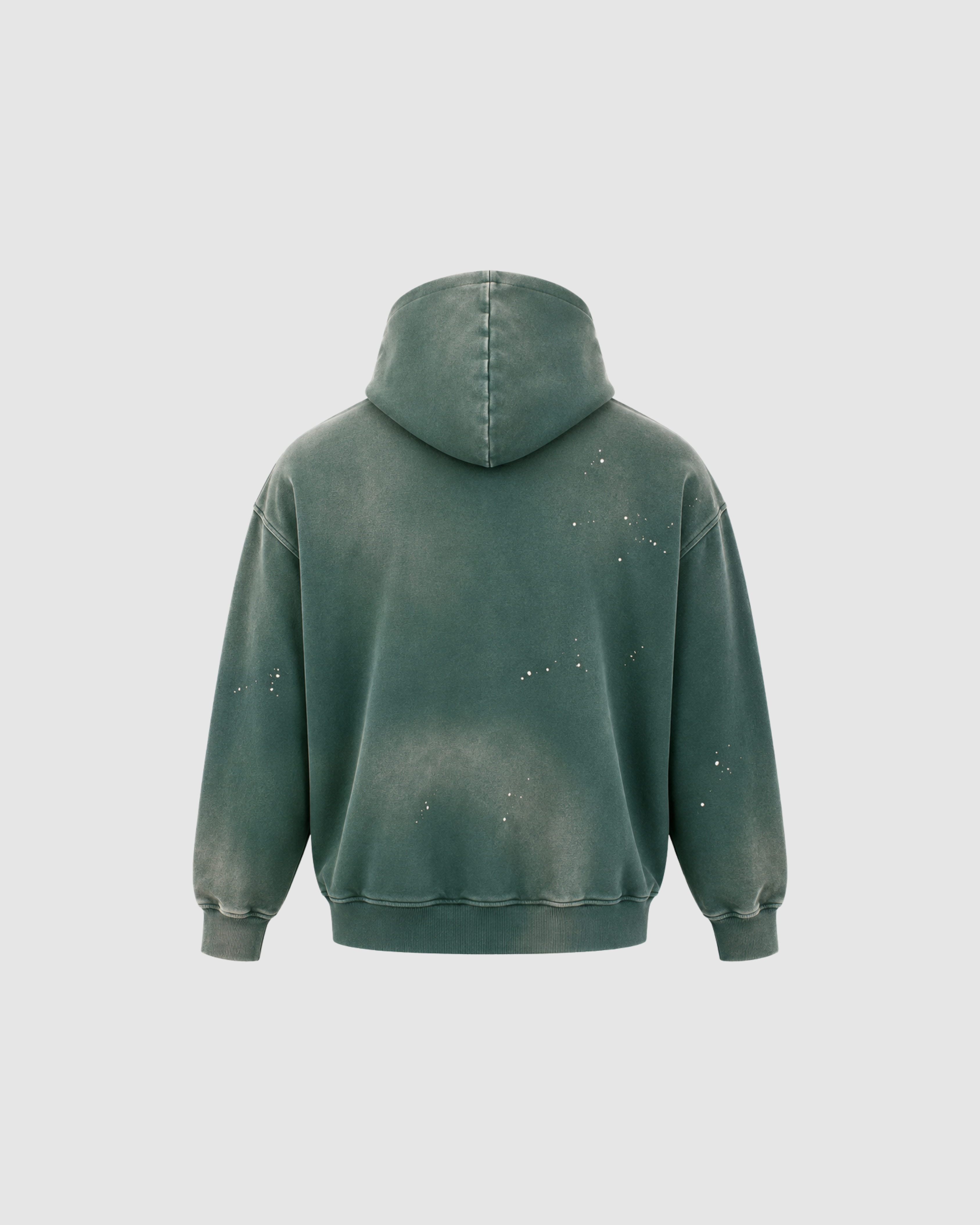 VINTAGE WASHED FRAYED HOODIE - GREEN