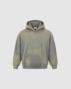 VINTAGE WASHED FRAYED HOODIE - OCEAN GRAY