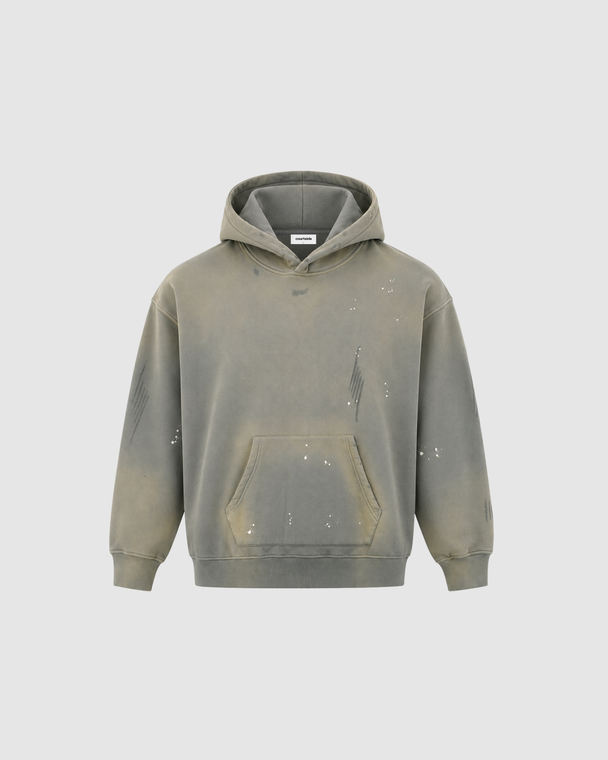 VINTAGE WASHED FRAYED HOODIE - OCEAN GRAY