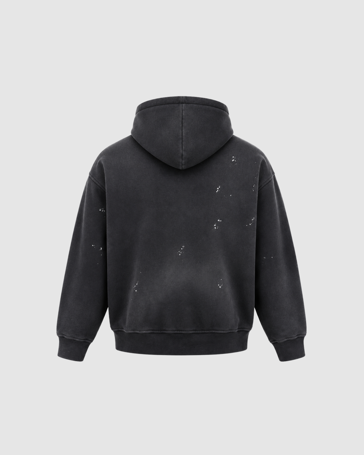 VINTAGE WASHED FRAYED HOODIE - BLACK