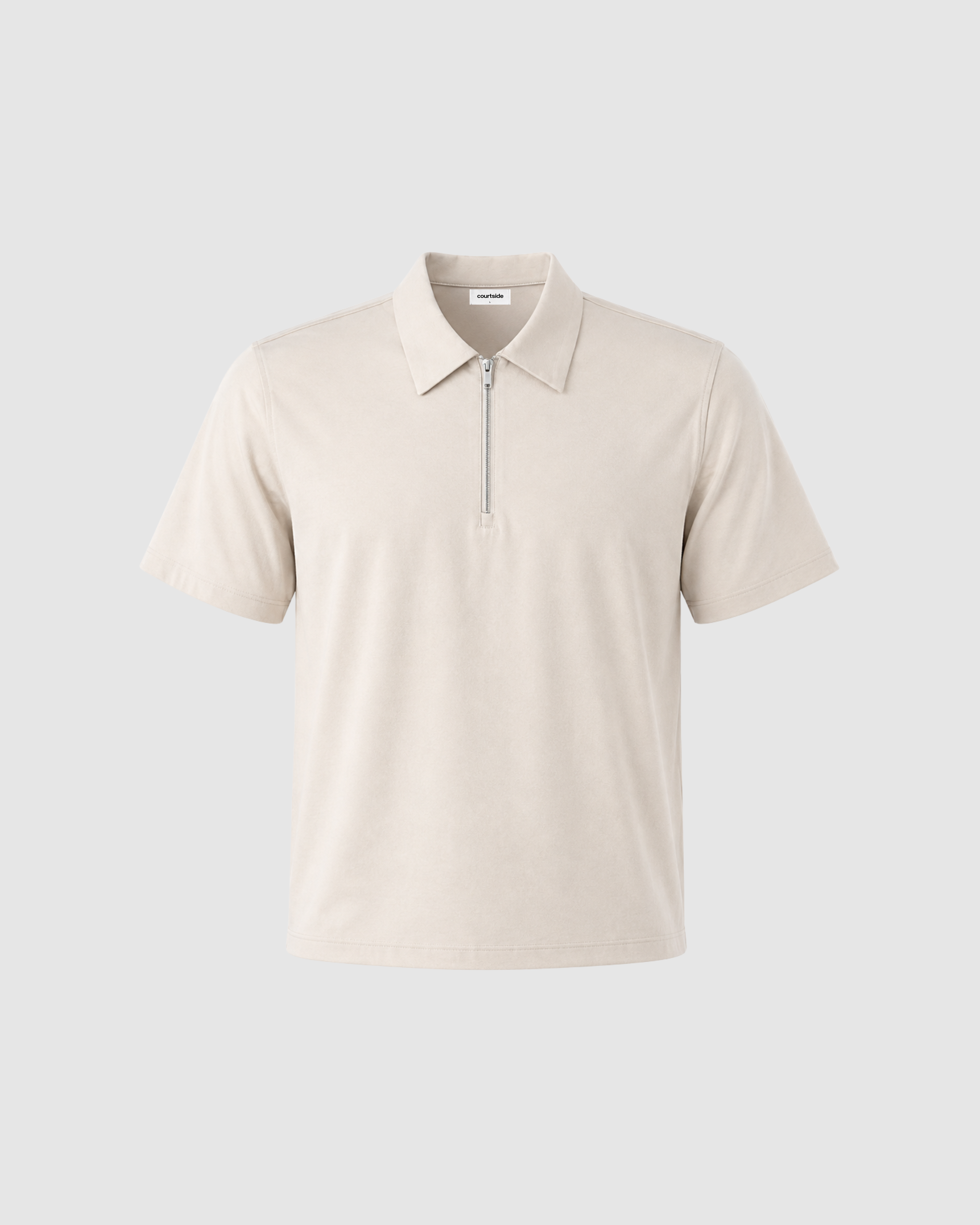 SIGNATURE BLANK ZIP POLO - BONE