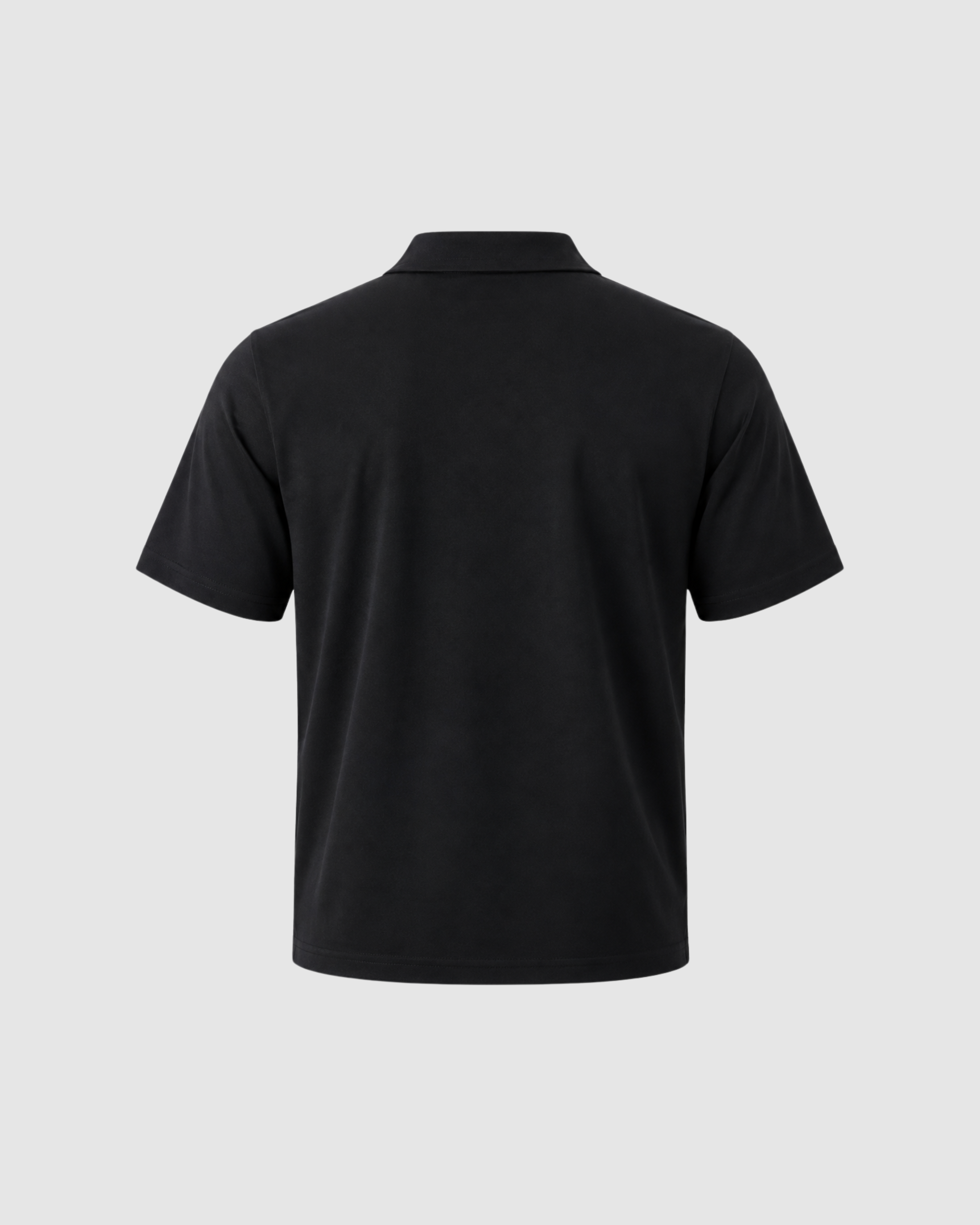SIGNATURE BLANK HALF ZIP POLO - BLACK