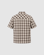 BOXY PLAID SHIRT - BROWN WITH CREAM