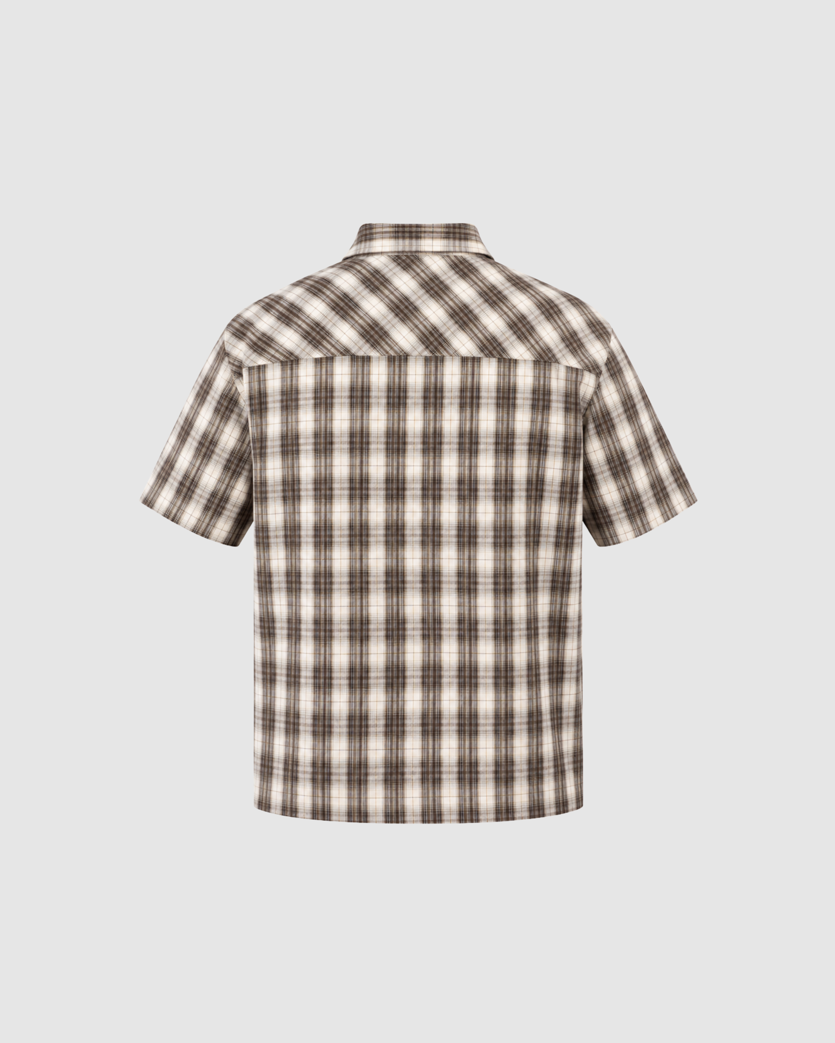 BOXY PLAID SHIRT - BROWN WITH CREAM