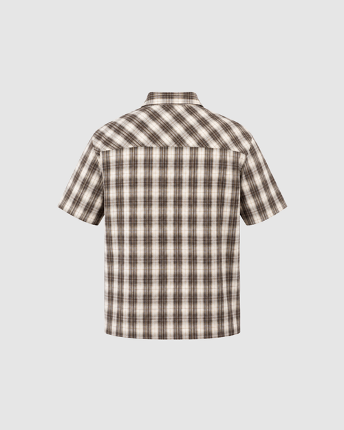 BOXY PLAID SHIRT - BROWN WITH CREAM