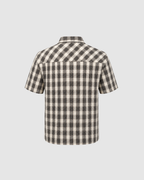 BOXY PLAID SHIRT - BLACK WITH CREAM