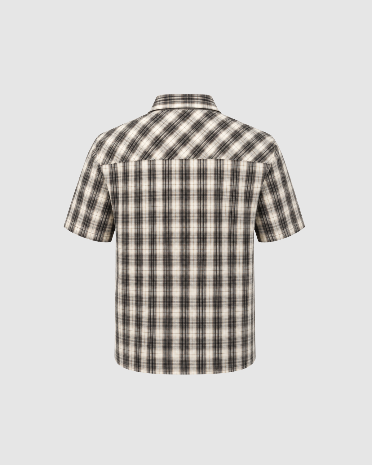 BOXY PLAID SHIRT - BLACK WITH CREAM