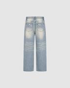 SUN FADE WASHED DENIM JEANS - BLUE