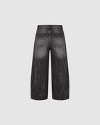 VINTAGE WASHED WIDE LEG  JEANS - BLACK
