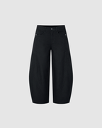 BLANK BARREL LEG PANTS - BLACK