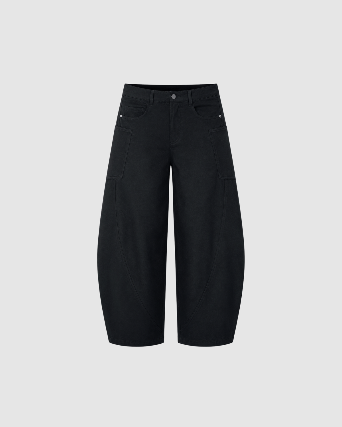 BLANK BARREL LEG PANTS - BLACK