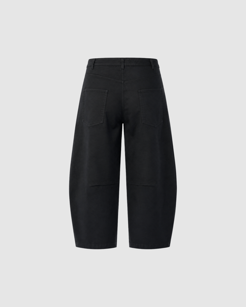 BLANK BARREL LEG PANTS - BLACK