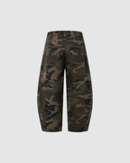CAMO BARREL LEG JEANS - GREEN