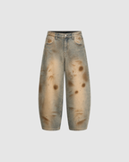 VINTAGE WASHED BARREL LEG JEANS - SANDY BLUE