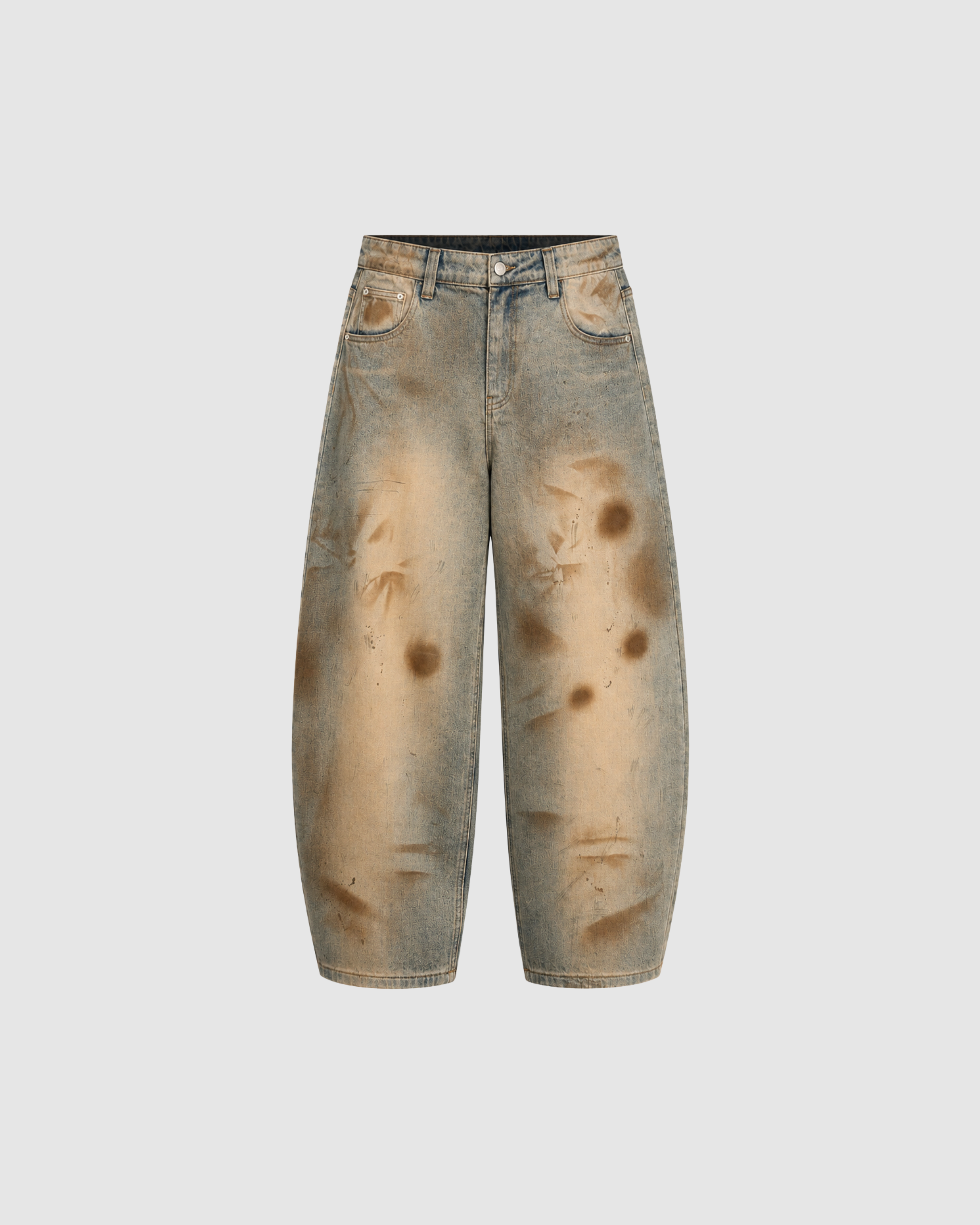 VINTAGE WASHED BARREL LEG JEANS - SANDY BLUE