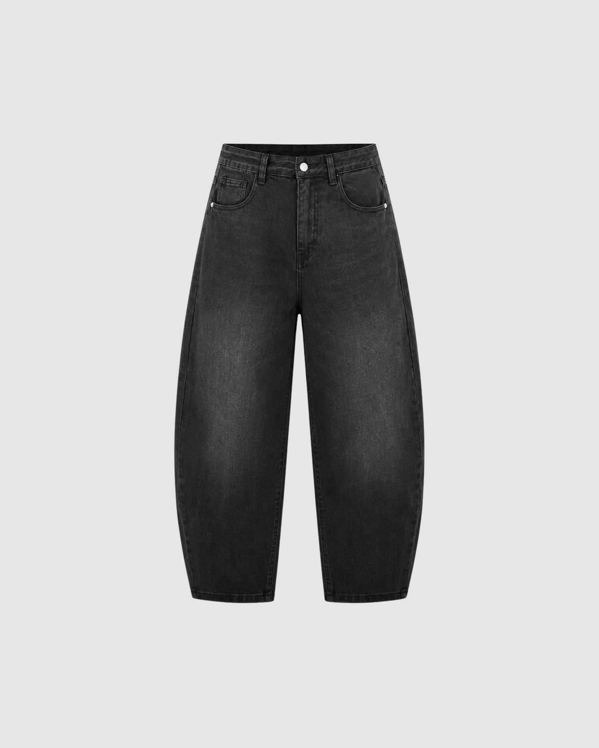 SUNFADE VINTAGE WASHED BARREL LEG JEANS - BLACK