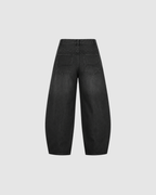 SUNFADE VINTAGE WASHED BARREL LEG JEANS - BLACK