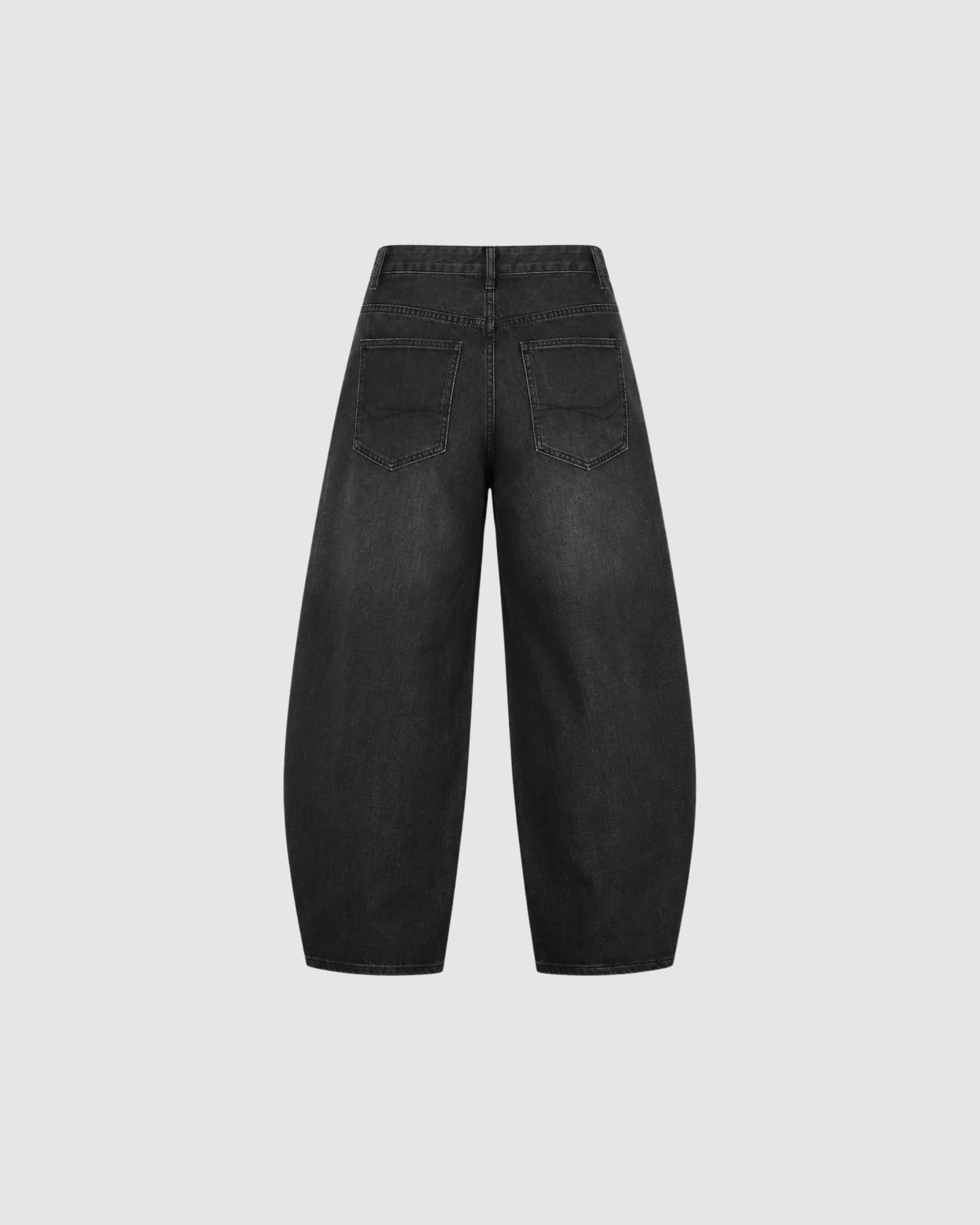SUNFADE VINTAGE WASHED BARREL LEG JEANS - BLACK