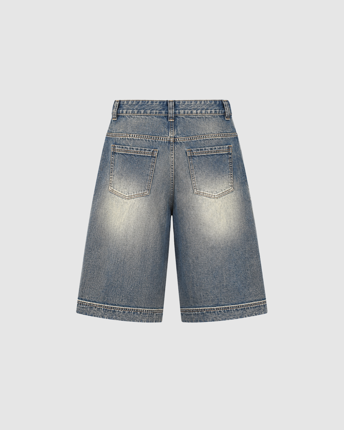 VINTAGE WASH BAGGY DENIM SHORTS - BLUE