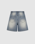 FADED DENIM SHORTS - BLUE