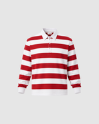 BLOCK STRIPE POLO - WHITE WITH RED