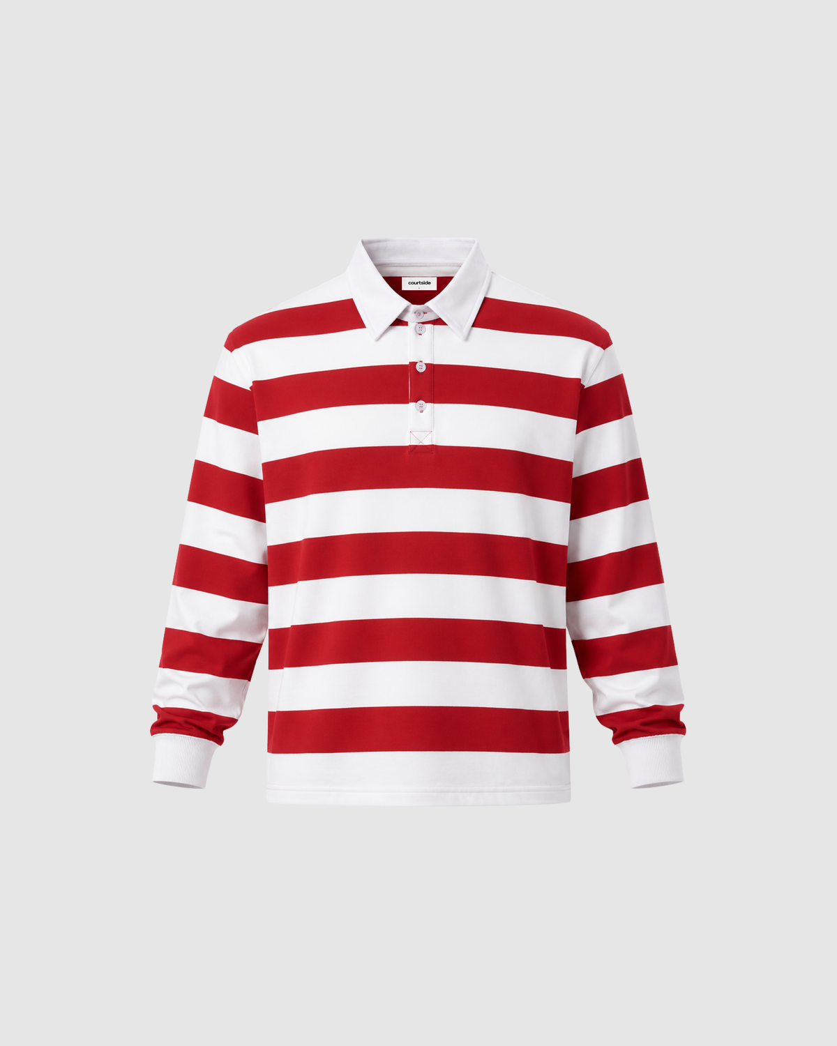 BLOCK STRIPE POLO - WHITE WITH RED