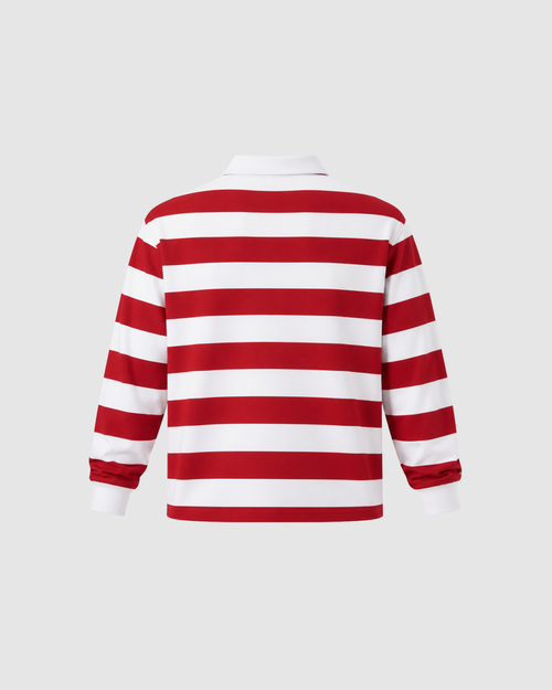 BLOCK STRIPE POLO - WHITE WITH RED