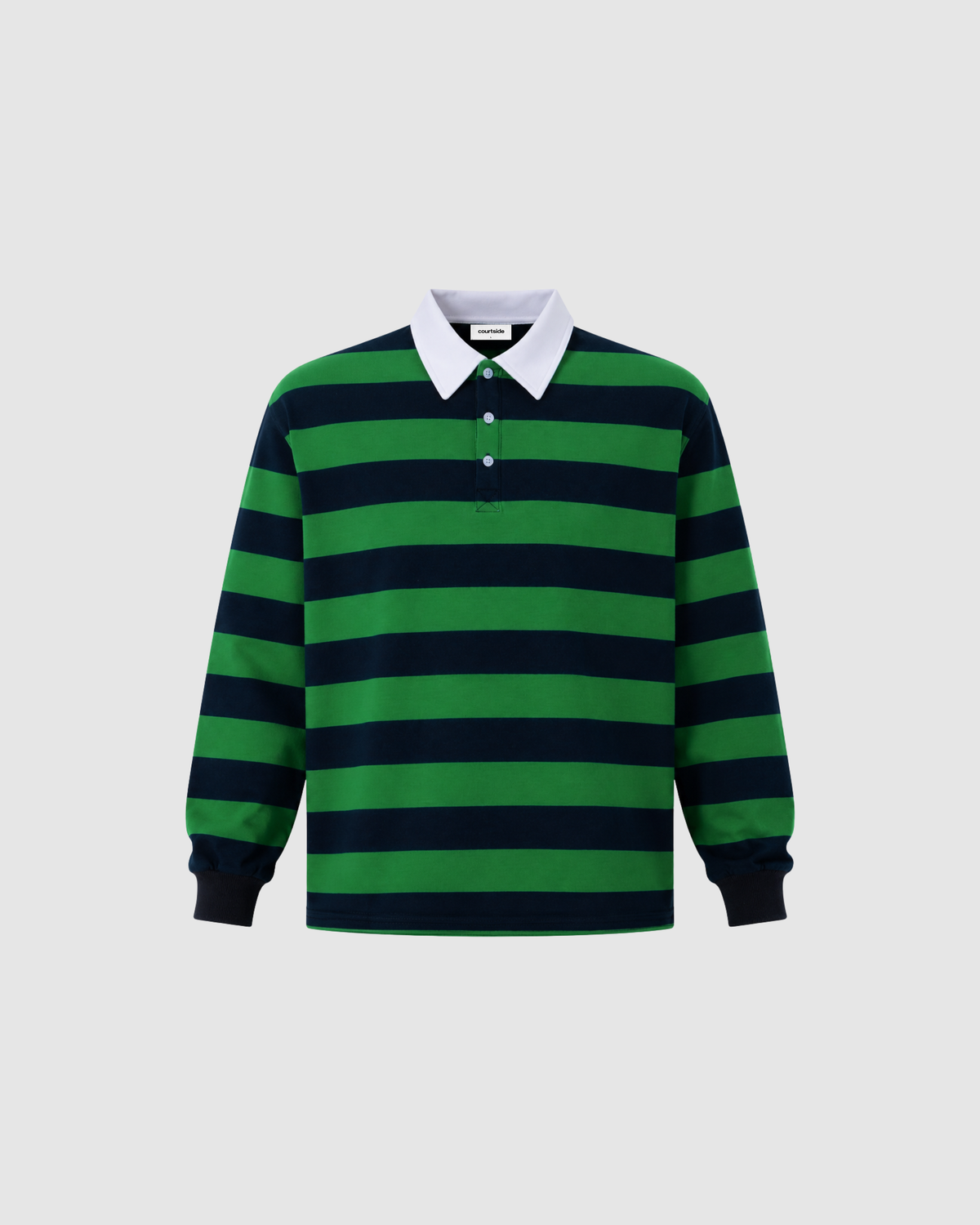 BLOCK STRIPE POLO - GREEN WITH NAVY