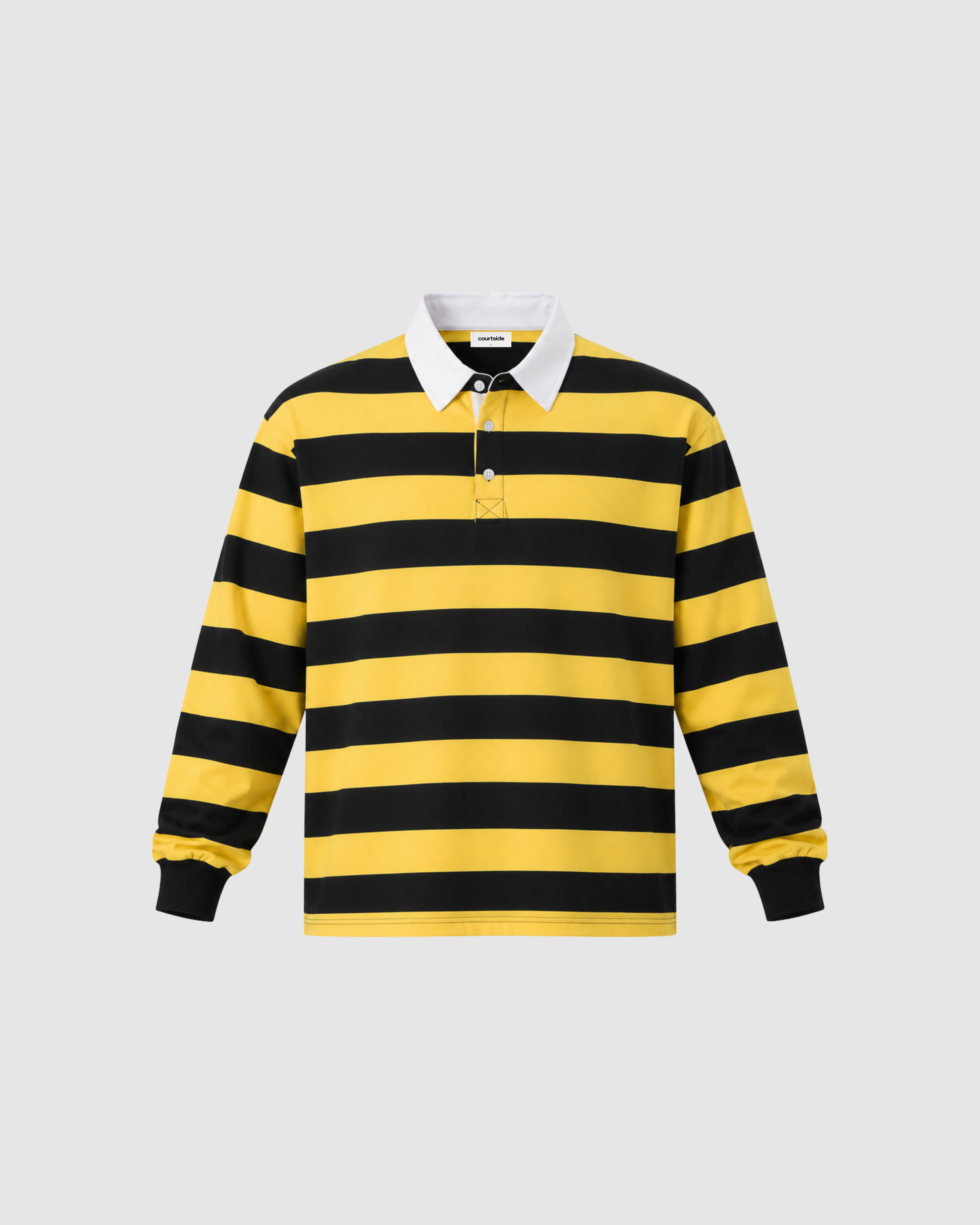 BLOCK STRIPE POLO - YELLOW WITH NAVY
