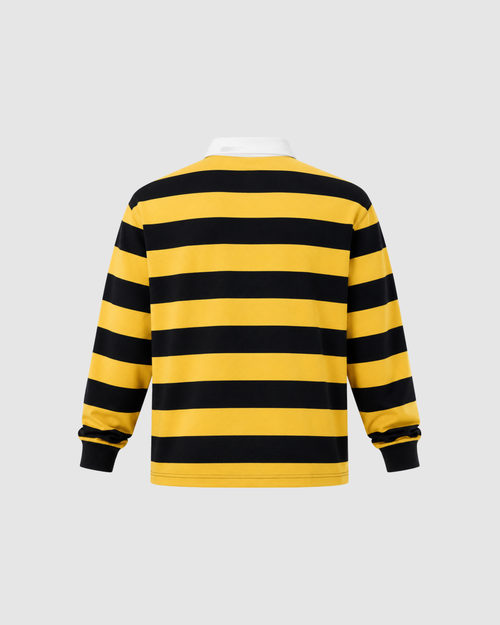 BLOCK STRIPE POLO - YELLOW WITH NAVY