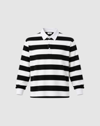 BLOCK STRIPE POLO - WHITE WITH BLACK