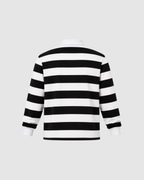 BLOCK STRIPE POLO - WHITE WITH BLACK
