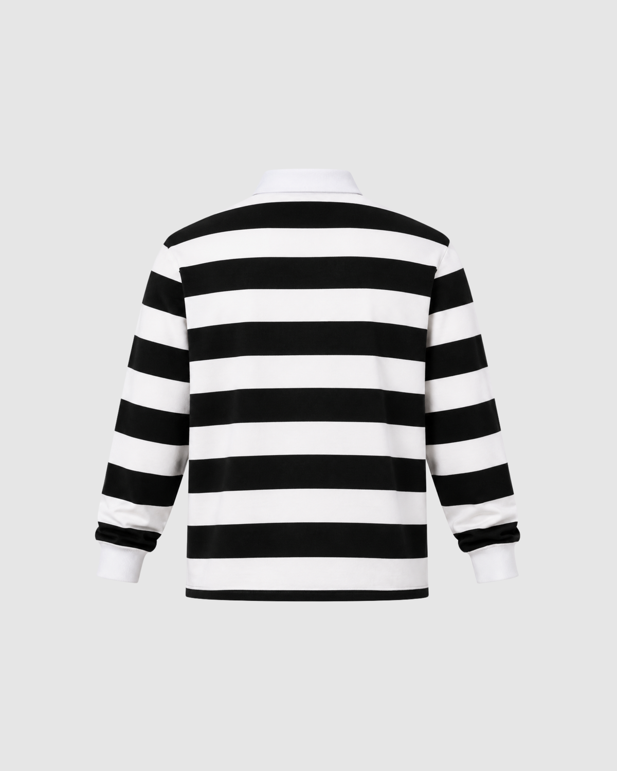BLOCK STRIPE POLO - WHITE WITH BLACK