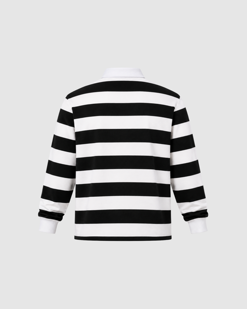 BLOCK STRIPE POLO - WHITE WITH BLACK