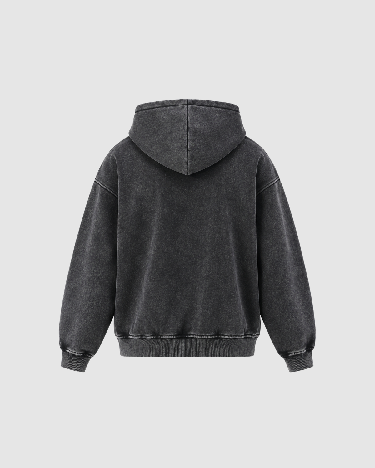 VINTAGE WASHED ZIP UP HOODIE - BLACK