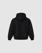 HAND FRAYED ZIP HOODIE - BLACK