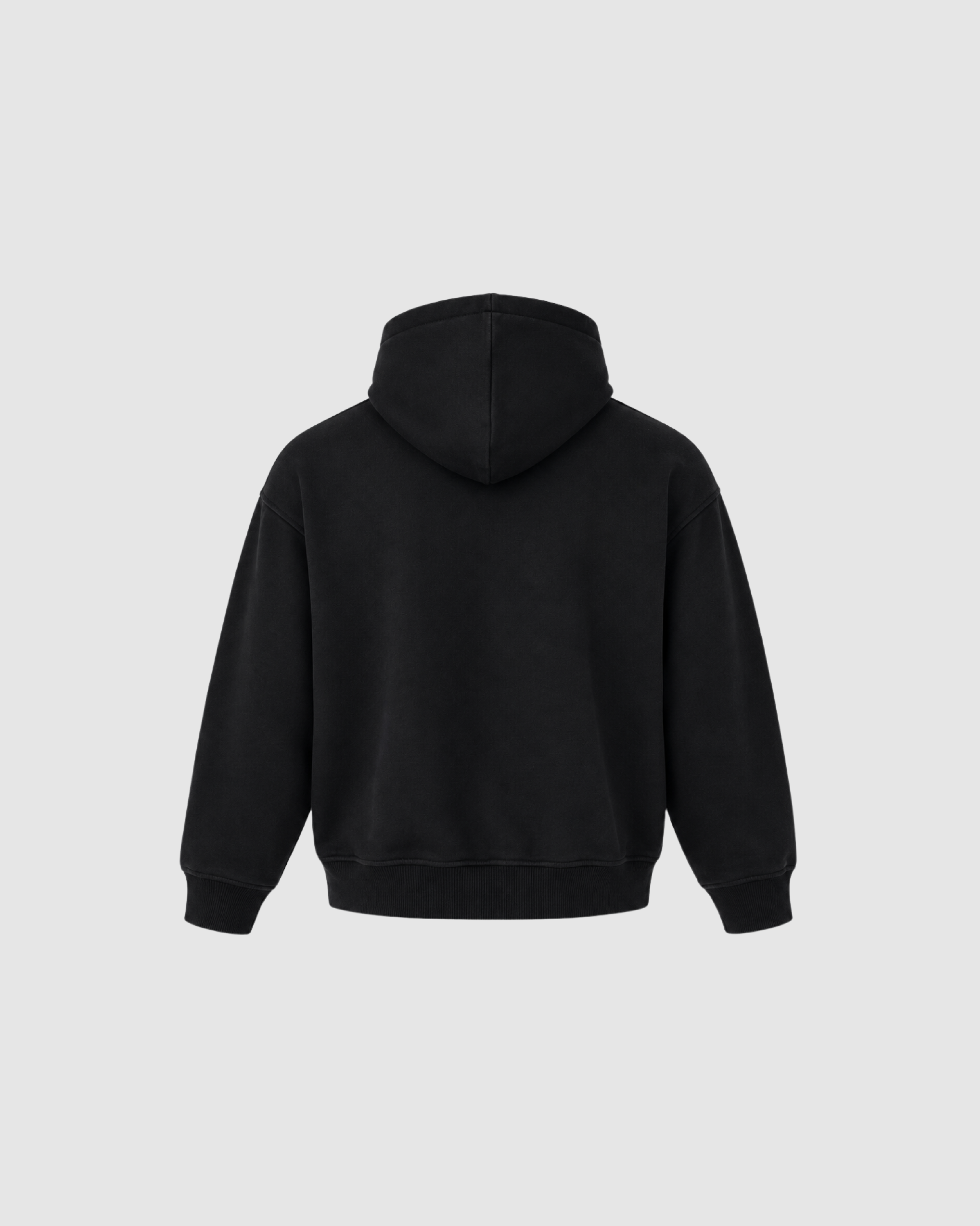 HAND FRAYED ZIP HOODIE - BLACK