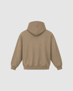 HAND FRAYED ZIP HOODIE - SAND