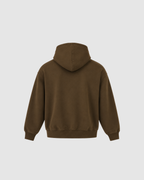 HAND FRAYED ZIP HOODIE - BROWN