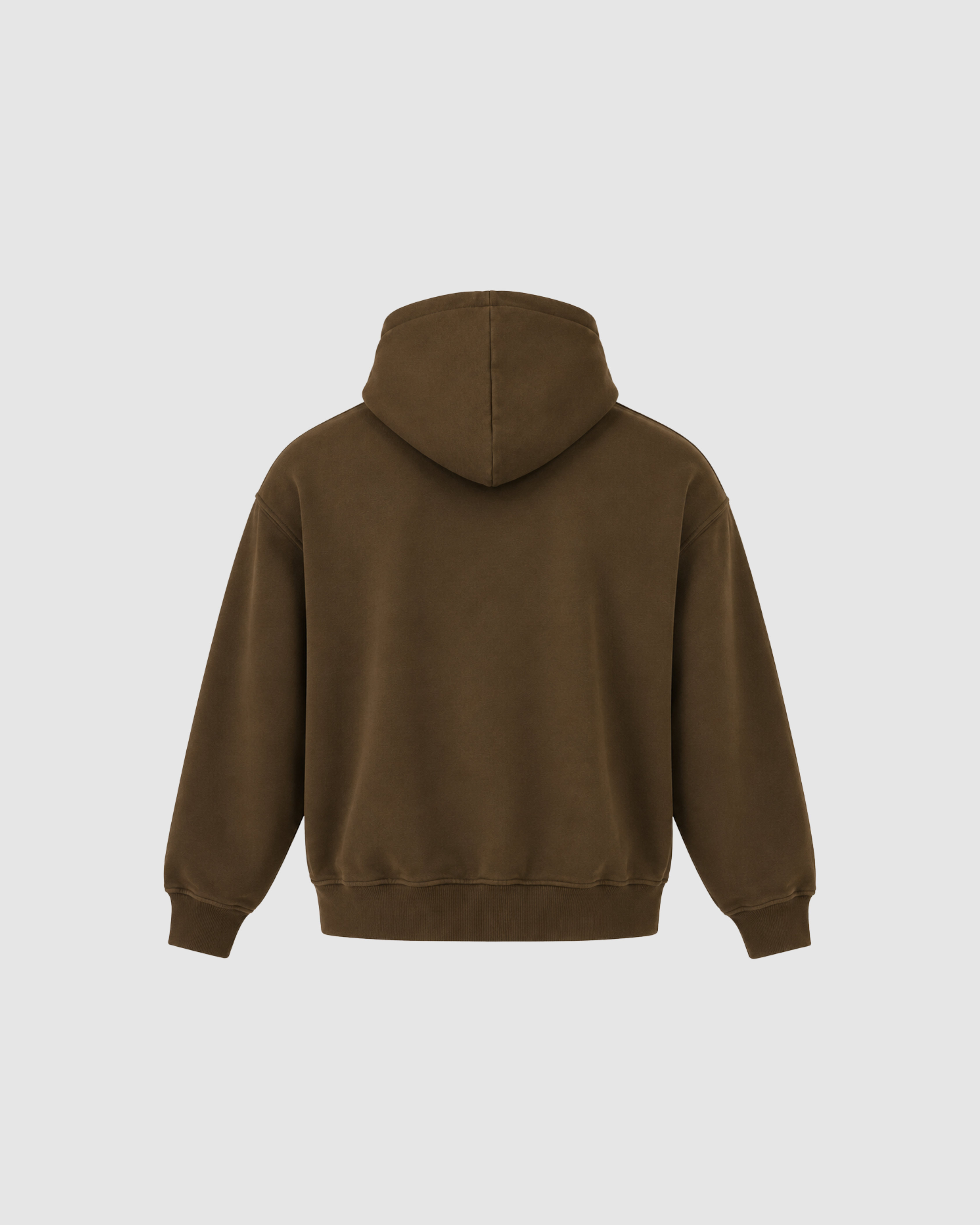 HAND FRAYED ZIP HOODIE - BROWN