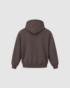 HAND FRAYED ZIP HOODIE - DARK COPPER
