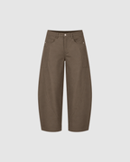 BLANK BARREL LEG PANTS - COFFEE