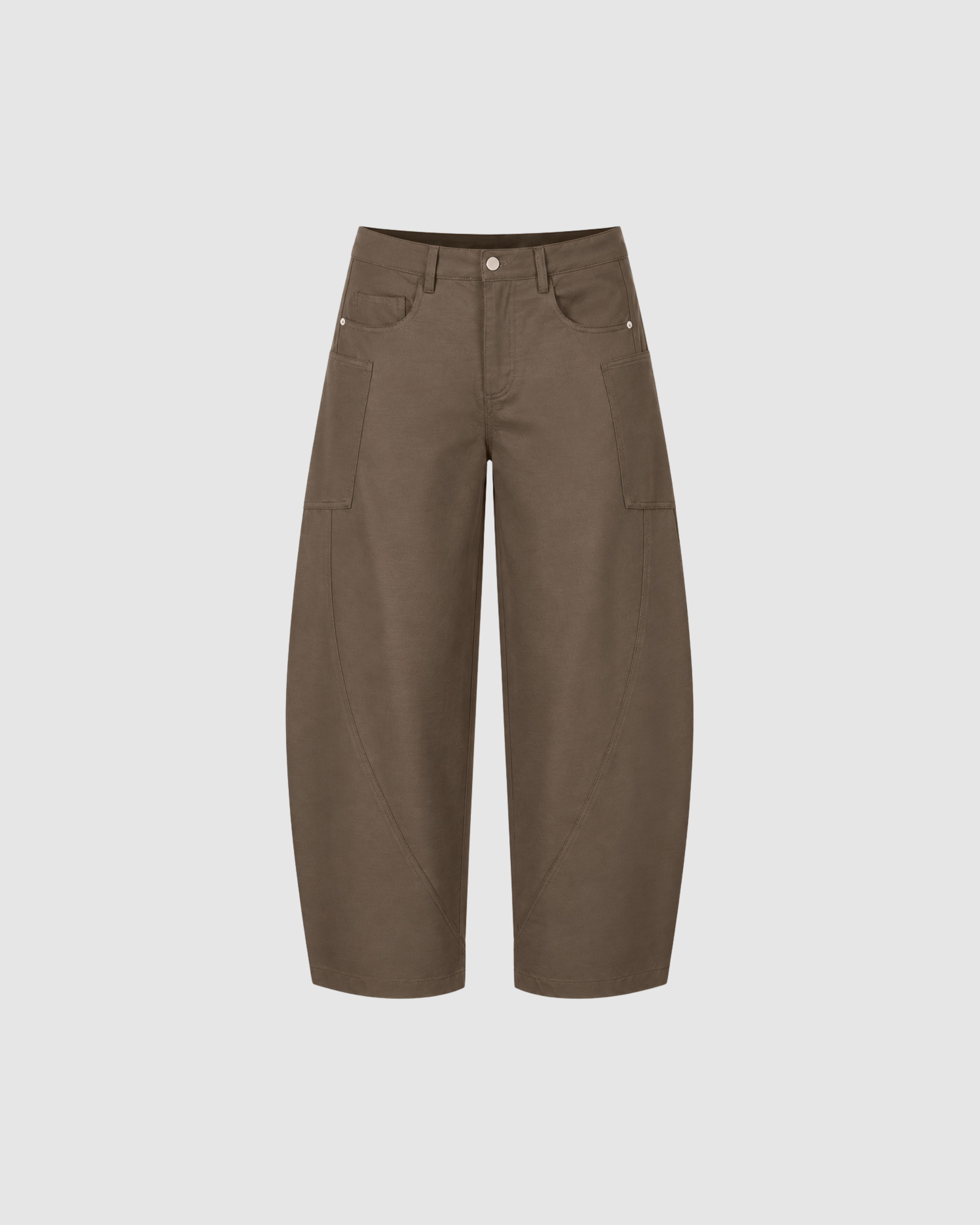 BLANK BARREL LEG PANTS - COFFEE