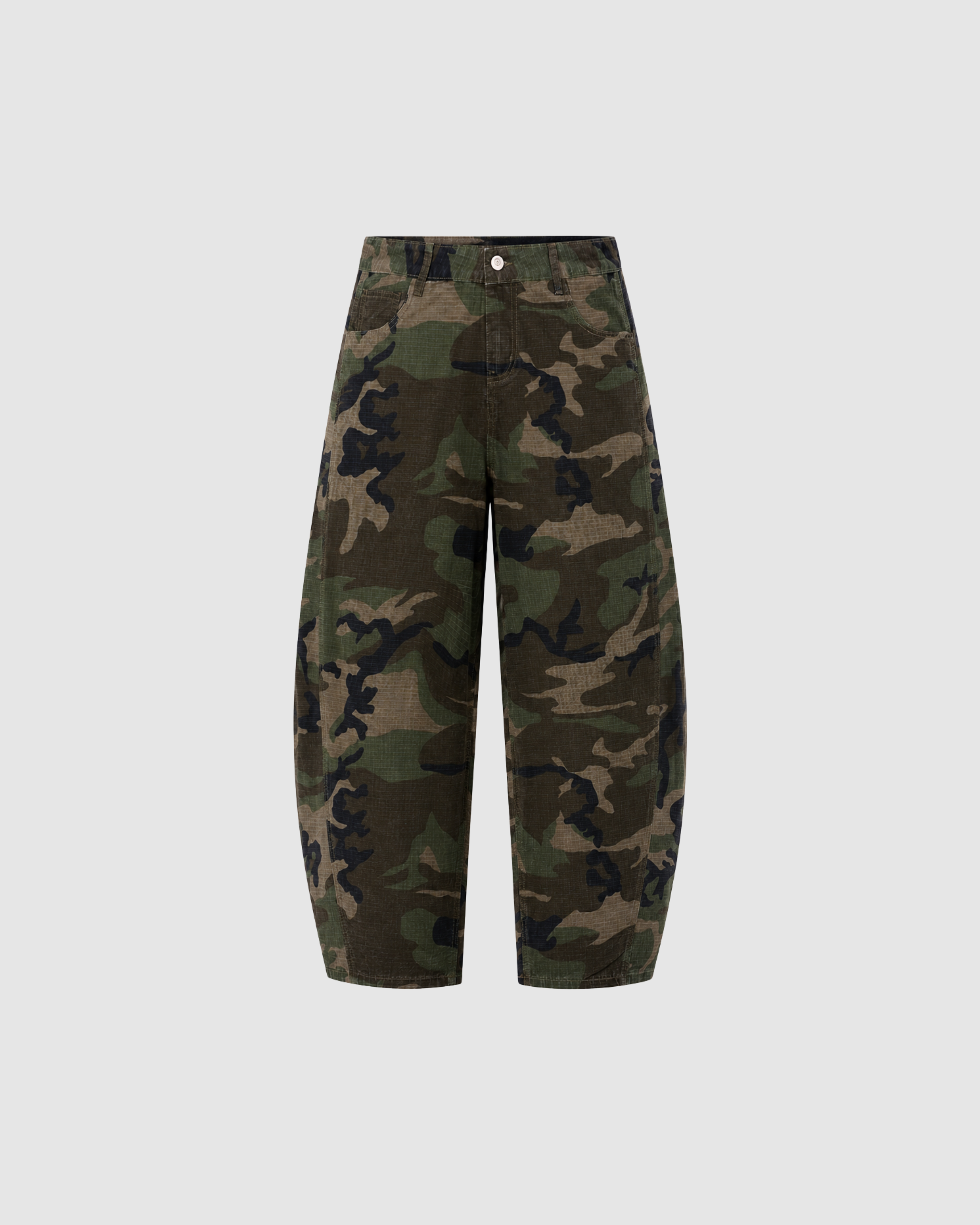 CAMO BARREL LEG JEANS - GREEN