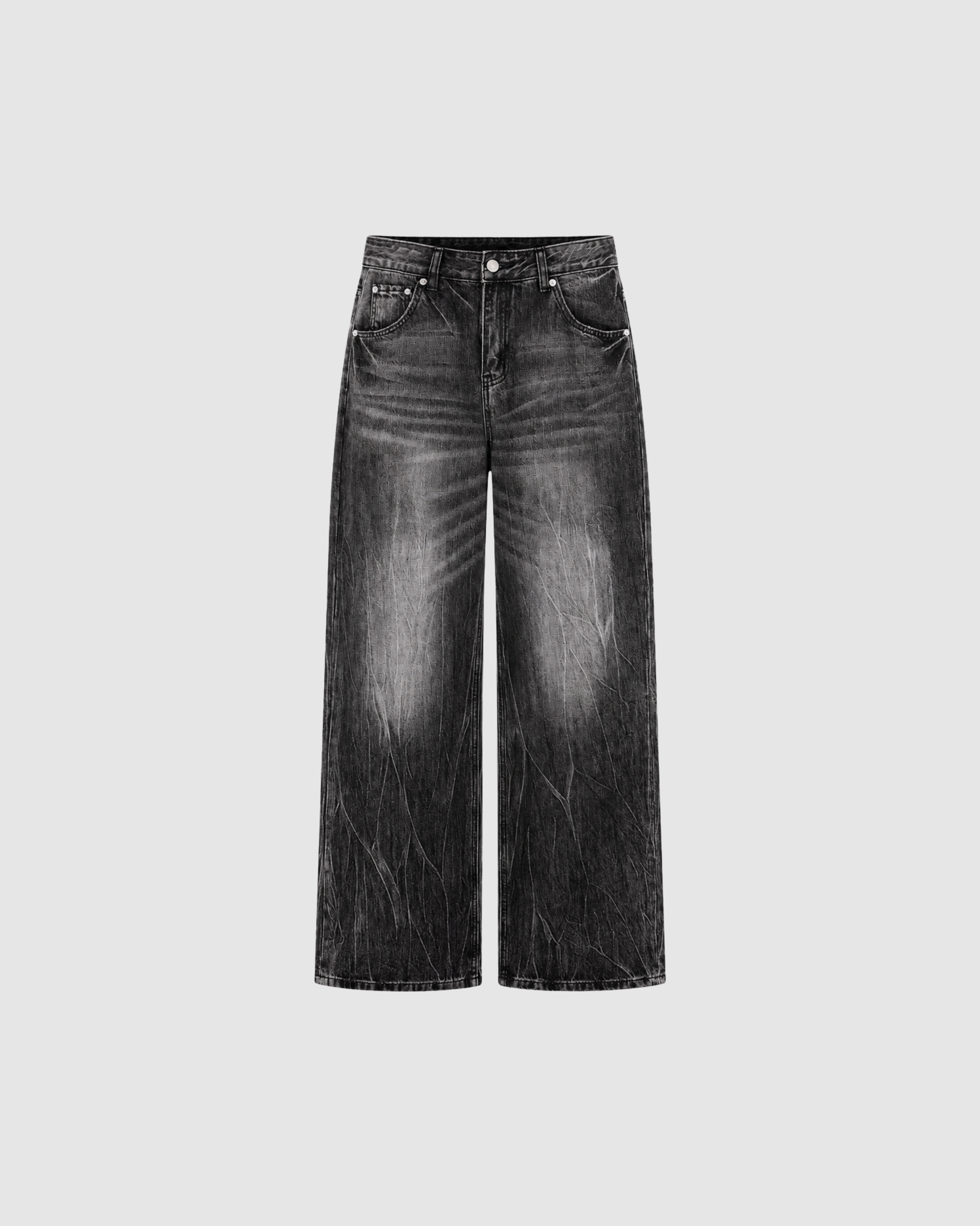 VINTAGE WASHED WIDE LEG  JEANS - BLACK