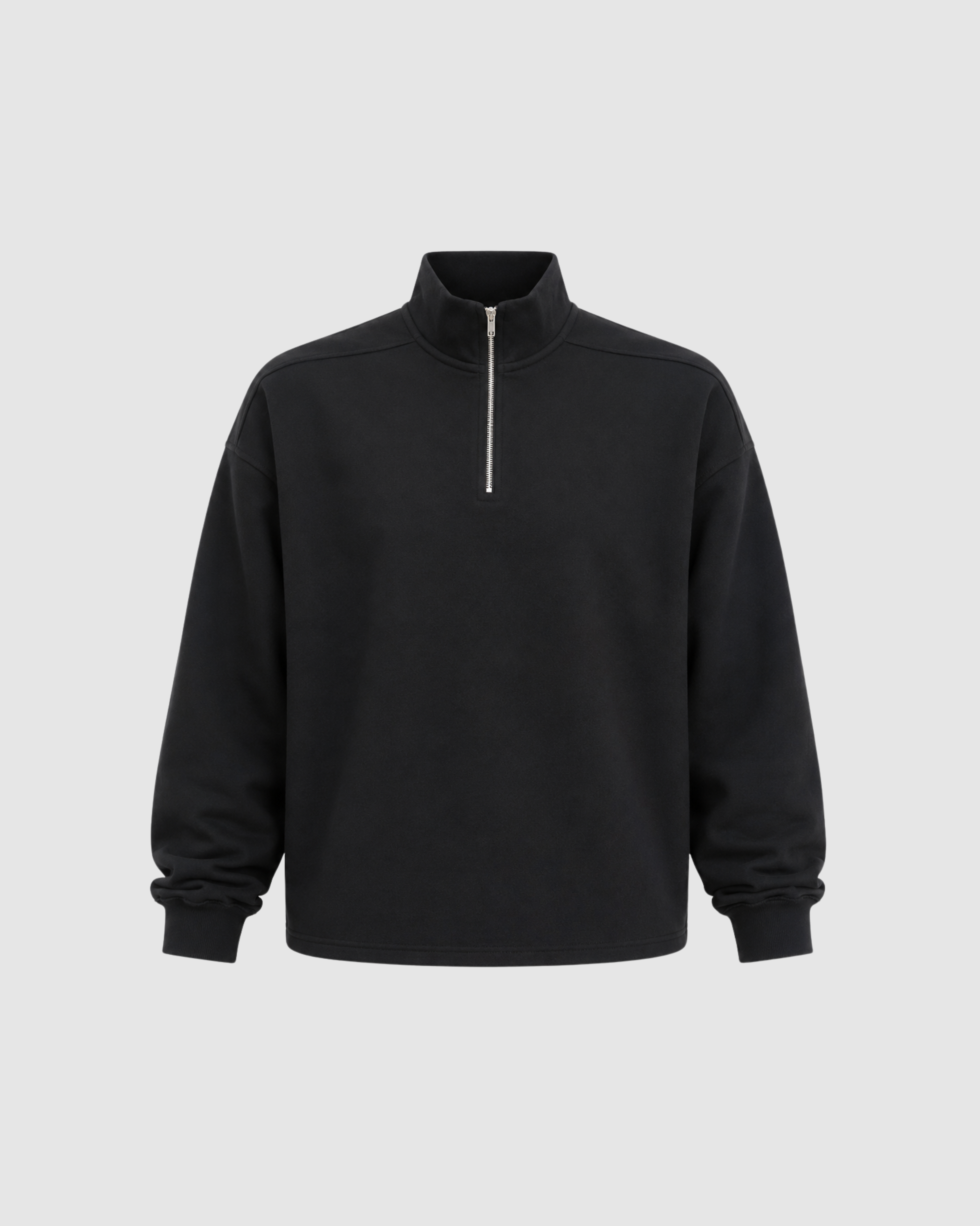 QUARTER ZIP SWEATER - BLACK