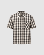 BOXY PLAID SHIRT - BLACK WITH CREAM