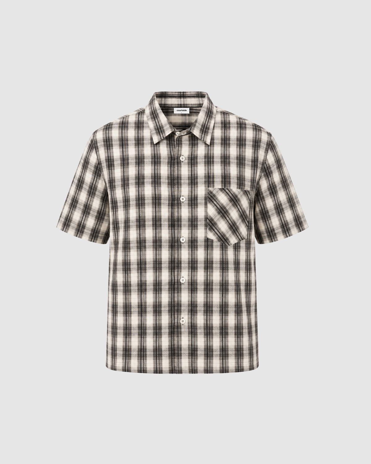 BOXY PLAID SHIRT - BLACK WITH CREAM
